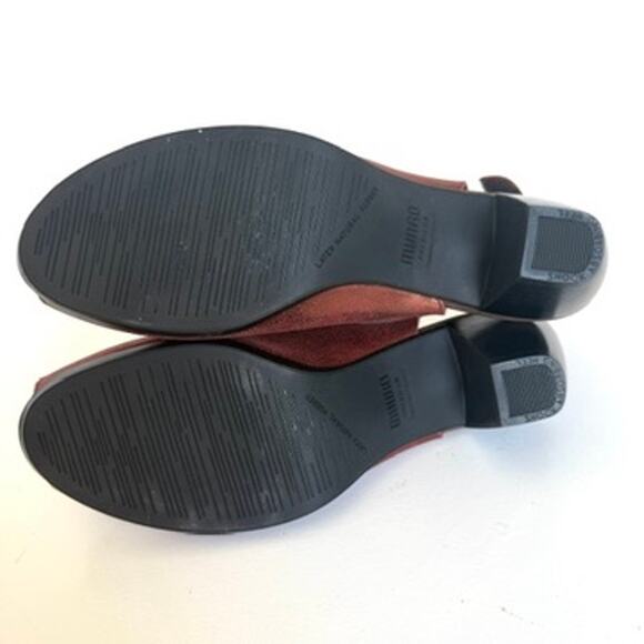 Munro American Sandals Red Bronze 10SS Leather Slingback Peep Toe Comfort Heels - Picture 5 of 8